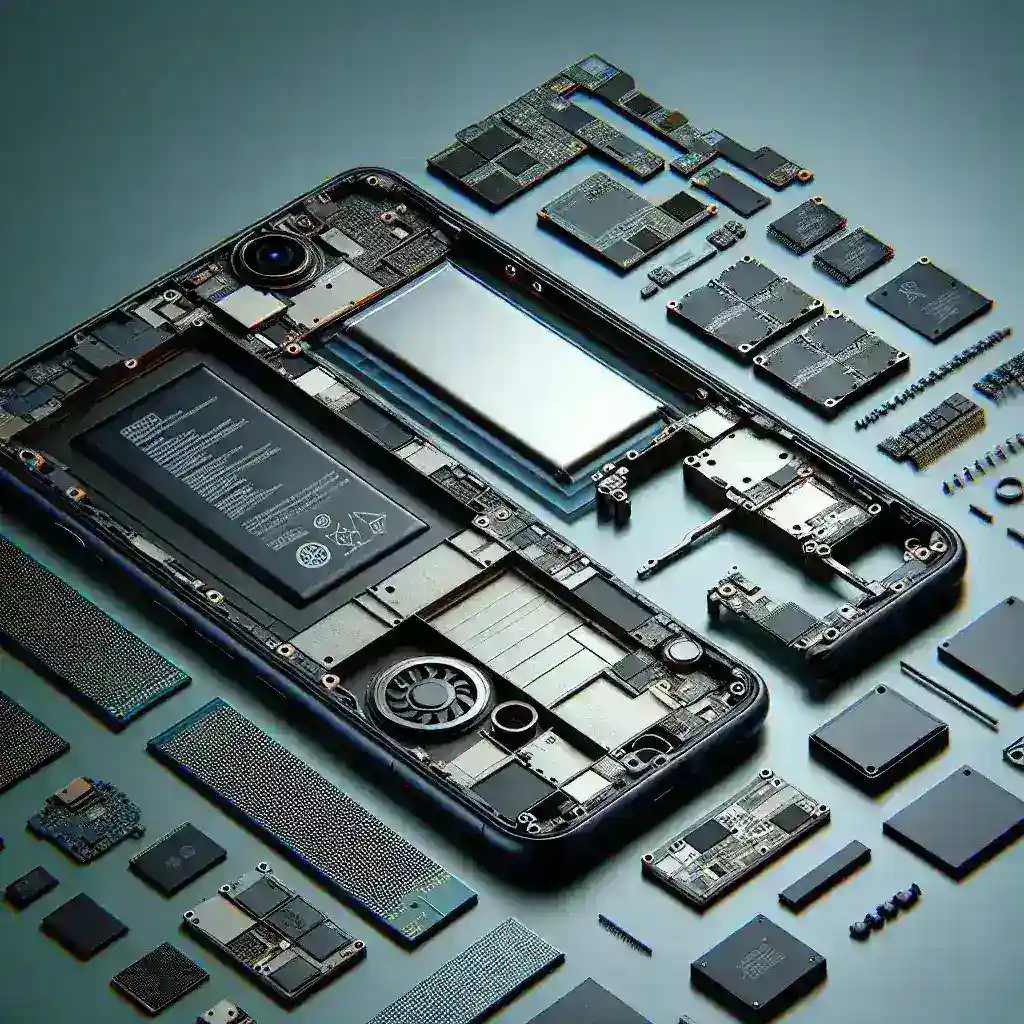 "Close-up image of the Google Pixel 9a teardown, highlighting significant design issues revealed during the disassembly process."