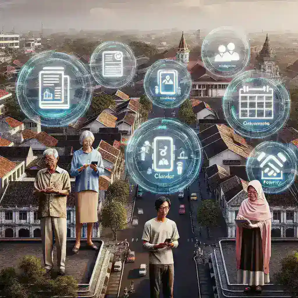 "User-friendly app interface for Yogyakarta citizens, showcasing features for efficient city administration processes in Yogyakarta."